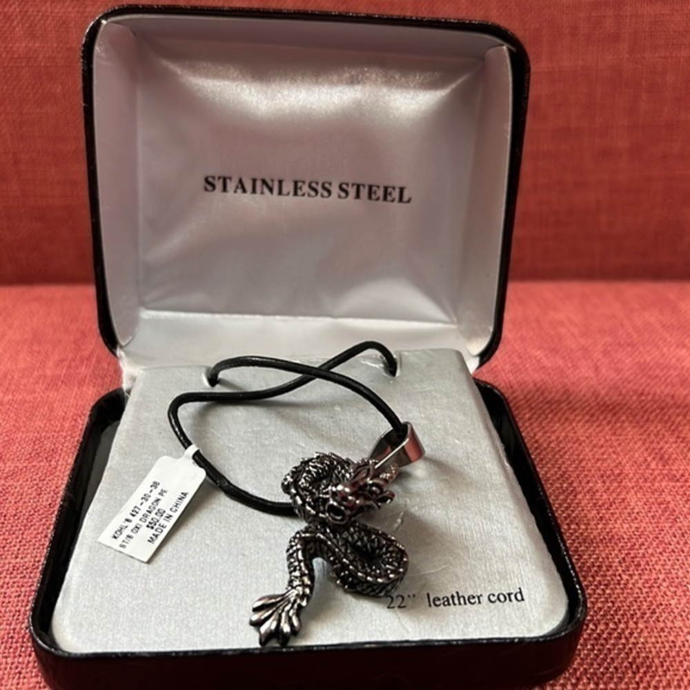 Stainless steel‎ dragon pendant